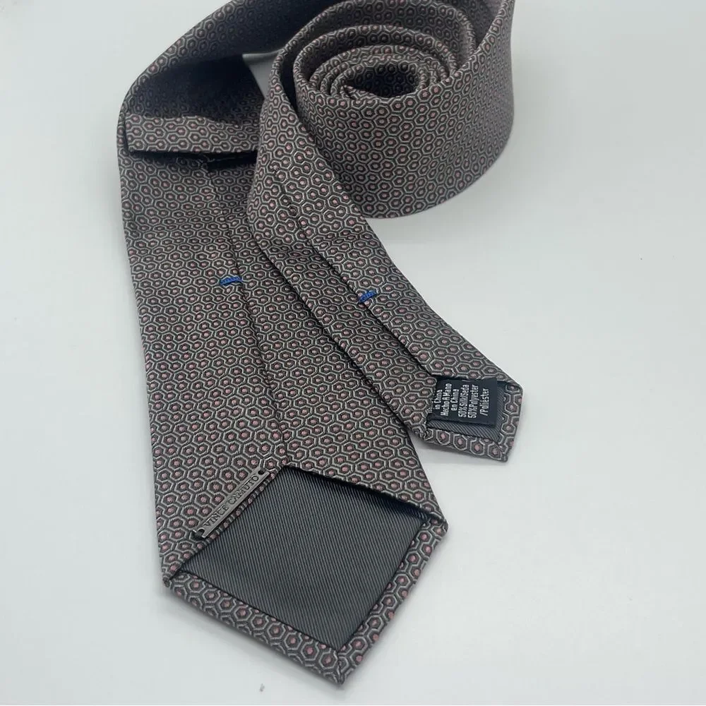 Vince Camuto Gray Pink Silk Blend Office Career Necktie NWOT